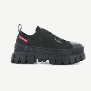 NIB Palladium Revolt Lo Tx Low Top Chunky Canvas Sneaker In Black Women's Size 9
